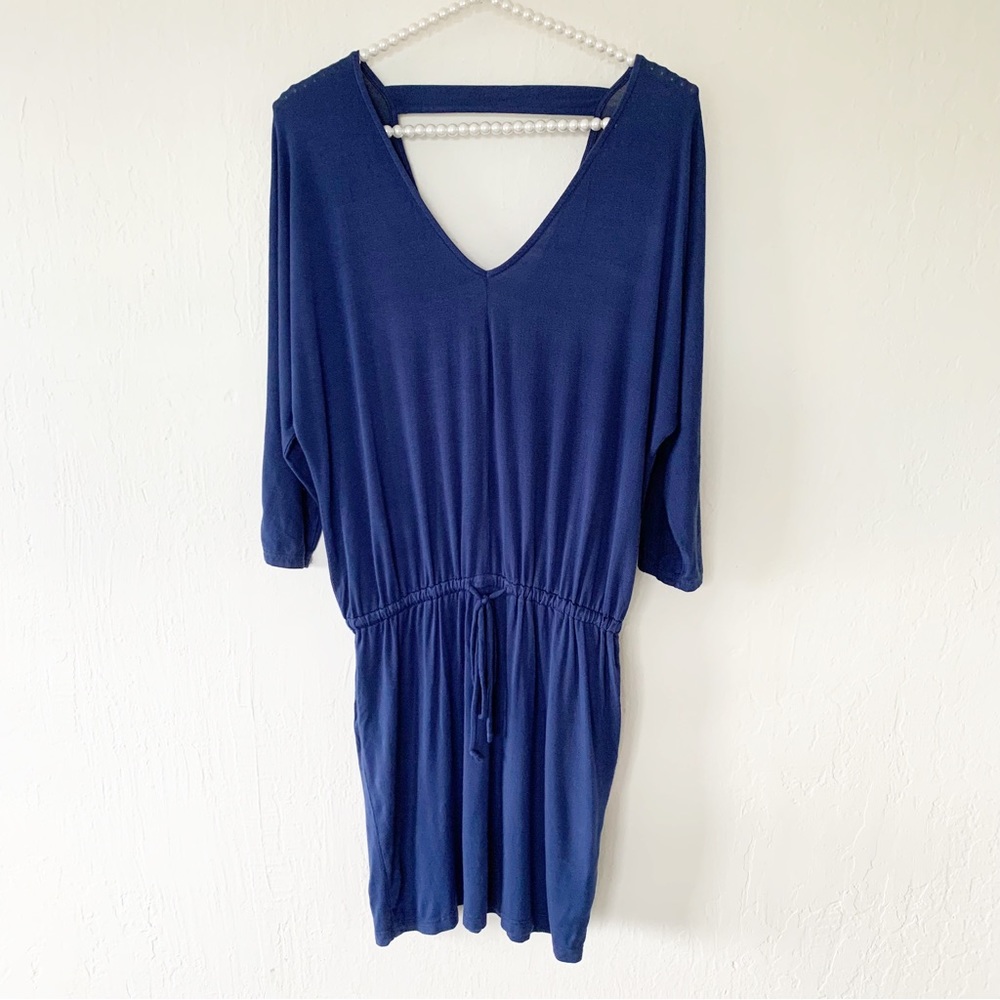 Krisa Revolve Navy V Neck V Back Mini Dress